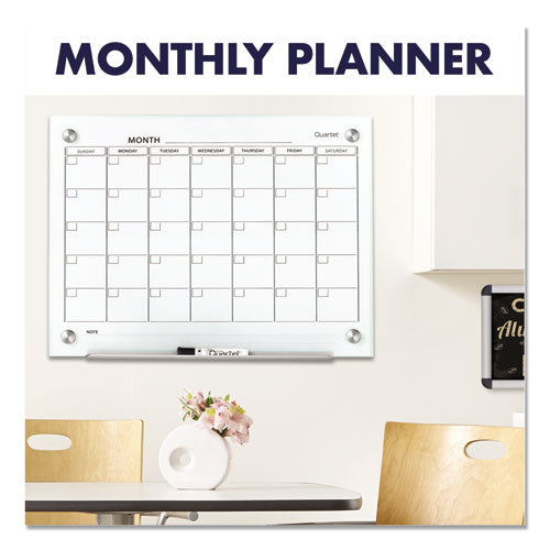 Infinity Magnetic Glass Calendar Board, One Month, 24 X 18, White Surface.