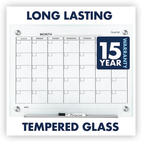 Infinity Magnetic Glass Calendar Board, One Month, 24 X 18, White Surface.