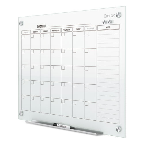 Infinity Magnetic Glass Calendar Board, One Month, 36 X 24, White Surface.