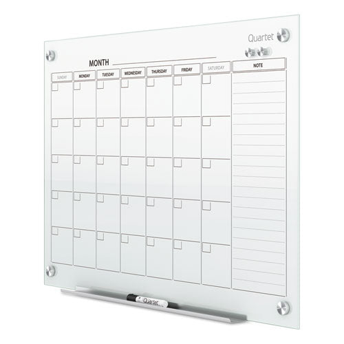 Infinity Magnetic Glass Calendar Board, One Month, 36 X 24, White Surface