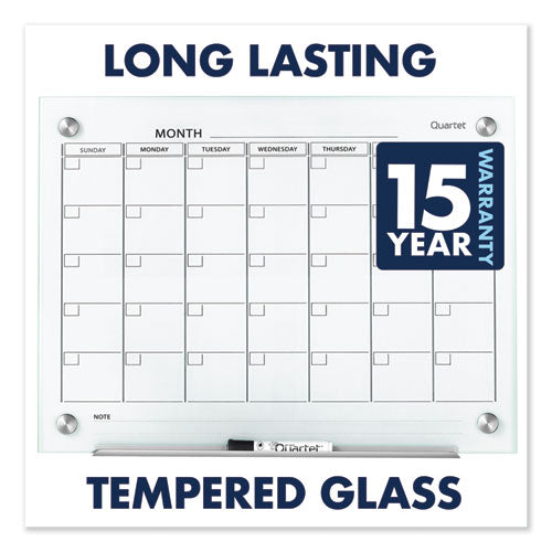 Infinity Magnetic Glass Calendar Board, One Month, 36 X 24, White Surface