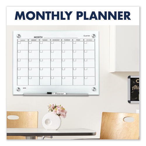 Infinity Magnetic Glass Calendar Board, One Month, 36 X 24, White Surface.