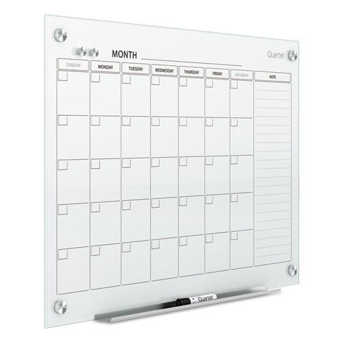 Infinity Magnetic Glass Calendar Board, One Month, 48 X 36, White Surface.