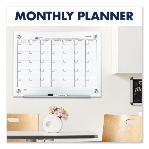 Infinity Magnetic Glass Calendar Board, One Month, 48 X 36, White Surface.
