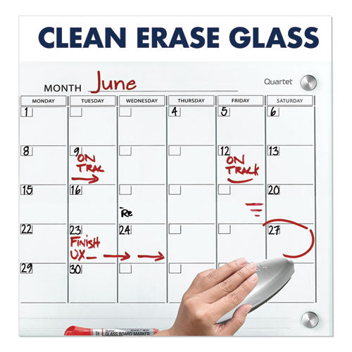 Infinity Magnetic Glass Calendar Board, One Month, 48 X 36, White Surface.