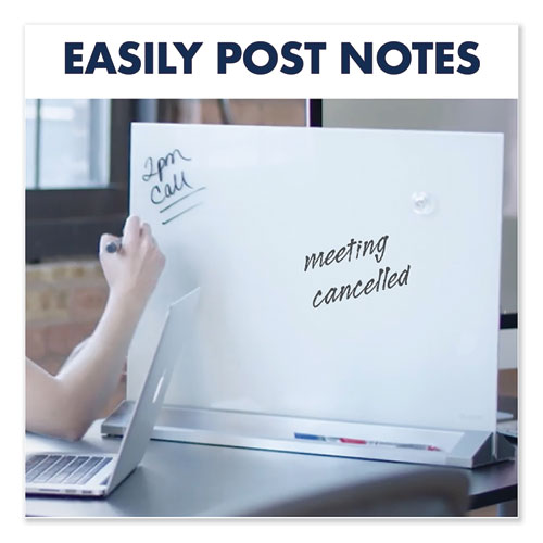 Desktop Magnetic Glass Dry-erase Panel, 23 X 17, White Surface.