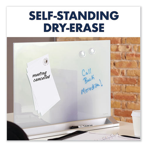 Desktop Magnetic Glass Dry-erase Panel, 23 X 17, White Surface.