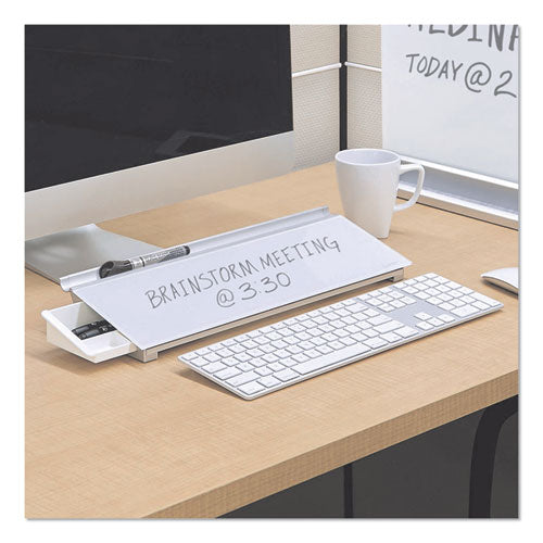 Glass Dry Erase Desktop Computer Pad, 18 X 6, White Surface.