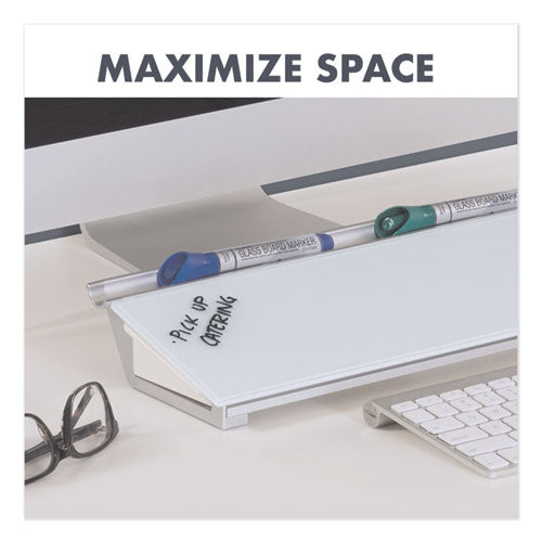 Glass Dry Erase Desktop Computer Pad, 18 X 6, White Surface.