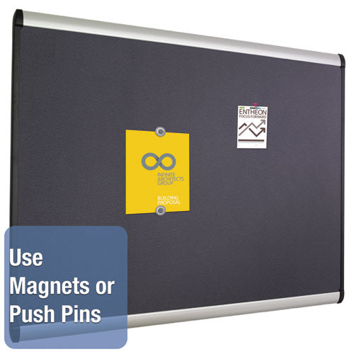 Prestige Plus Magnetic Fabric Bulletin Boards, 72 X 48, Gray Surface, Silver Aluminum Frame.