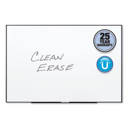 Fusion Nano-clean Magnetic Whiteboard, 48 X 36, White Surface, Black Aluminum Frame.