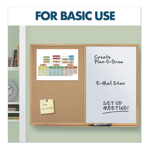 Bulletin/dry-erase Board, Melamine/cork, 36 X 24, Brown/white Surface, Oak Finish Frame.
