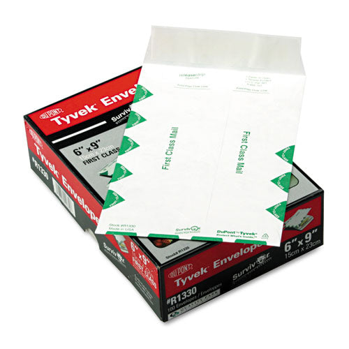 Lightweight 14 Lb Tyvek Catalog Mailers, First Class,#6 1/2, Square Flap, Redi-strip Adhesive Closure, 6 X 9, White, 100/box
