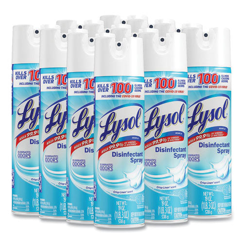 Disinfectant Spray, Crisp Linen Scent, 19 Oz Aerosol Spray.