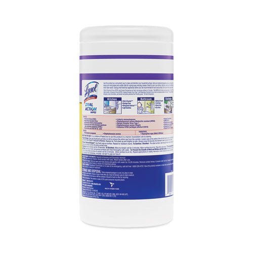 Dual Action Disinfecting Wipes, 1-ply, 7 X 7.5, Citrus, White/purple, 75/canister.