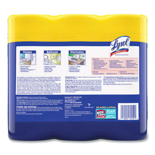 Disinfecting Wipes,1-ply, 7 X 7.25, Lemon And Lime Blossom, White, 35 Wipes/canister, 3 Canisters/pack
