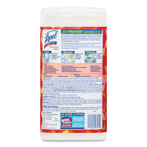 Disinfecting Wipes, 1-ply, 7 X 7.25, Mango And Hibiscus, White, 80 Wipes/canister.