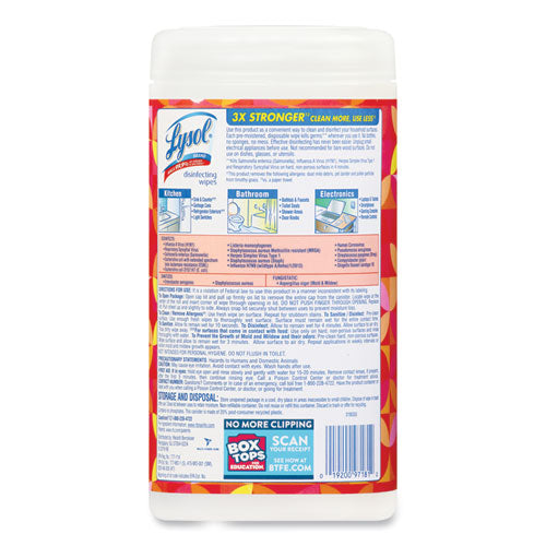 Disinfecting Wipes, 1-ply, 7 X 7.25, Mango And Hibiscus, White,80 Wipes/canister, 6 Canisters/carton