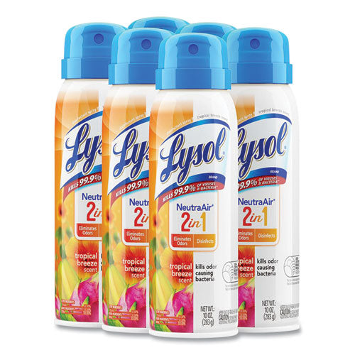 2 In 1 Disinfectant Spray Iii, Tropical Breeze, 10 Oz Aerosol Spray, 6/carton