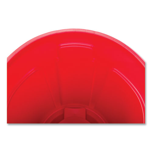 Vented Round Brute Container, 32 Gal, Plastic, Red