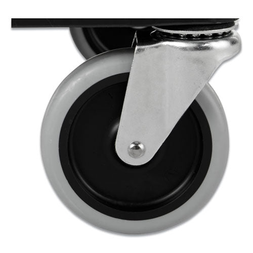 Utility Cart With Locking Doors, Plastic, 3 Shelves, 200 Lb Capacity, 33.63" X 18.63" X 37.75", Black.