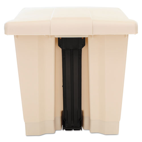 Indoor Utility Step-on Waste Container, 8 Gal, Plastic, Beige