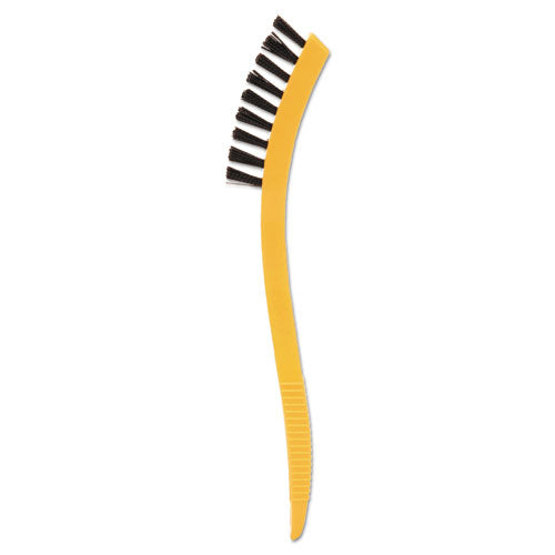 Synthetic-fill Tile And Grout Brush, Black Plastic Bristles, 2.5" Brush, 8.5" Yellow Plastic Handle