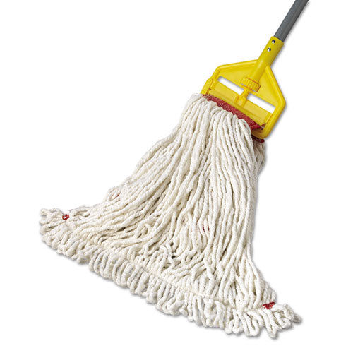 Web Foot Wet Mop Head, Shrinkless, Cotton/synthetic, White, Large, 6/carton.
