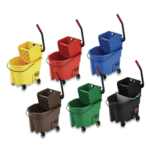 Wavebrake 2.0 Bucket/wringer Combos, Side-press, 35 Qt, Plastic, Blue.
