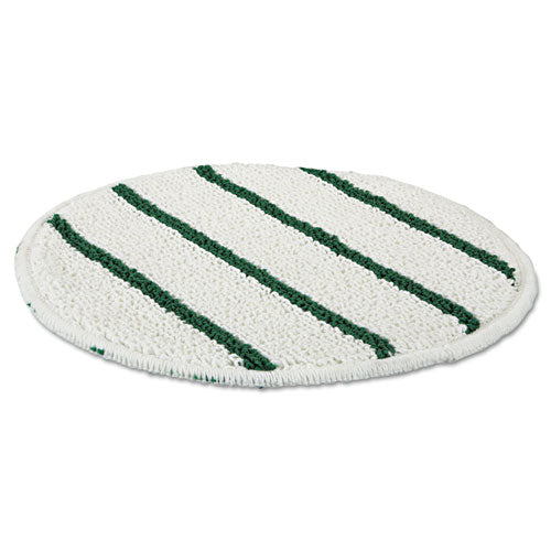 Low Profile Scrub-strip Carpet Bonnet, 19" Diameter, White/green, 5/carton