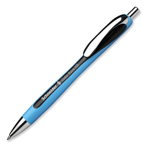 Slider Rave Xb Ballpoint Pen, Retractable,Extra-bold 1.4 Mm, Black Ink, Black/light Blue Barrel