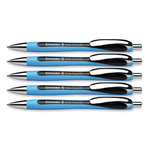 Slider Rave Xb Ballpoint Pen, Retractable,Extra-bold 1.4 Mm, Black Ink, Black/light Blue Barrel