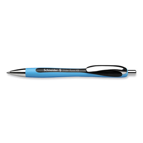 Slider Rave Xb Ballpoint Pen, Retractable,Extra-bold 1.4 Mm, Black Ink, Black/light Blue Barrel
