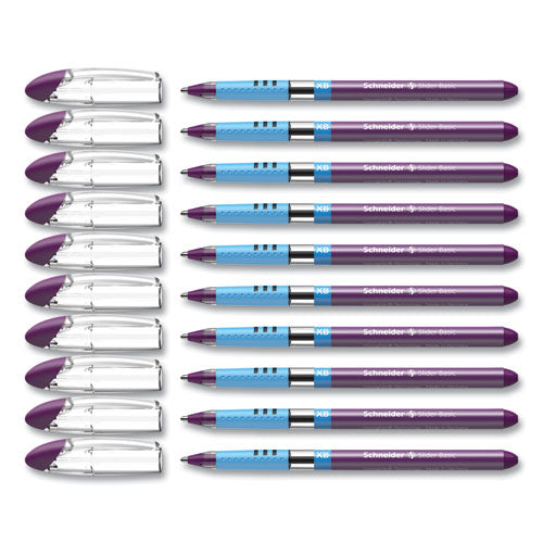 Slider Basic Ballpoint Pen, Stick, Extra-bold 1.4 Mm, Violet Ink, Violet Barrel, 10/box.