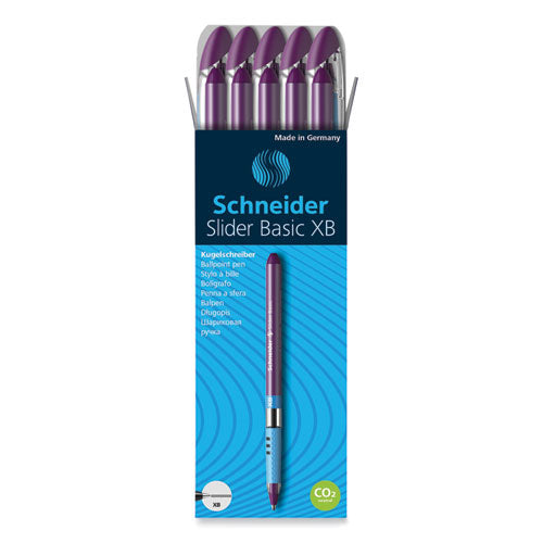 Slider Basic Ballpoint Pen, Stick, Extra-bold 1.4 Mm, Violet Ink, Violet Barrel, 10/box.