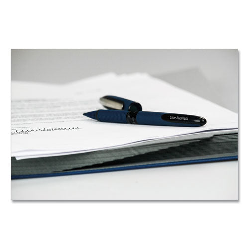One Business Rollerball Pen, Stick, Fine 0.6 Mm, Black Ink, Dark Blue/black Barrel, 10/box.