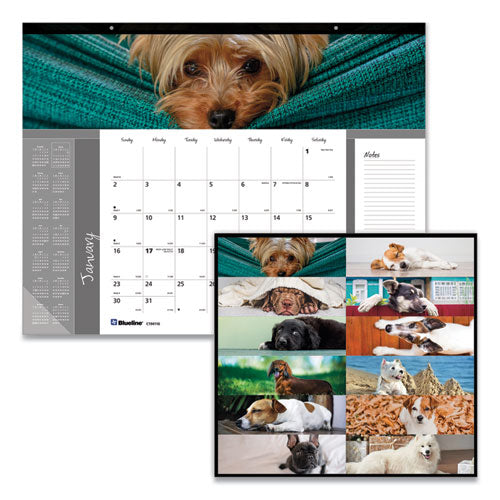 Pets Collection Monthly Desk Pad, Puppies Photography, 22 X 17, Black Binding, Clear Corners, 12-month (jan To Dec): 2024