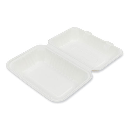 Bagasse Pfas-free Food Containers, 1-compartment, 6 X 9 X 3.03, White, Bamboo/sugarcane, 250/carton