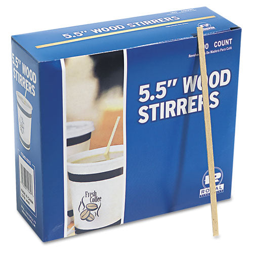 Wood Coffee Stirrers, 5.5", 10,000/carton.