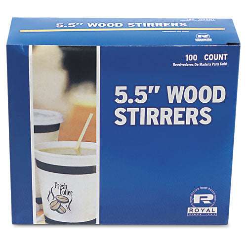Wood Coffee Stirrers, 5.5", 10,000/carton.