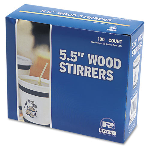 Wood Coffee Stirrers, 5.5", 10,000/carton.