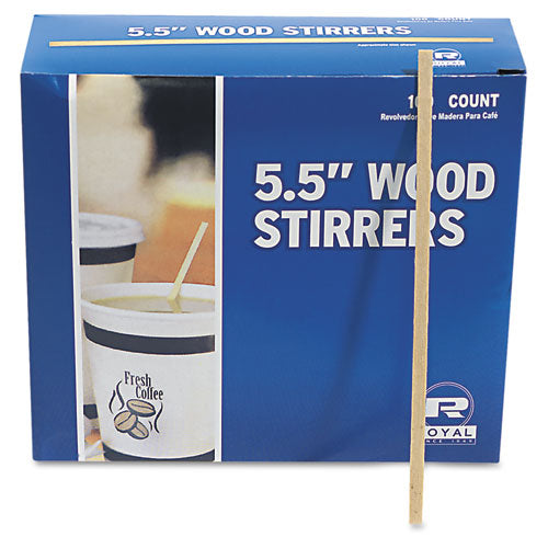 Wood Coffee Stirrers, 5.5", 10,000/carton.