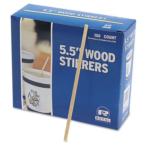 Wood Coffee Stirrers, 5.5", 10,000/carton.