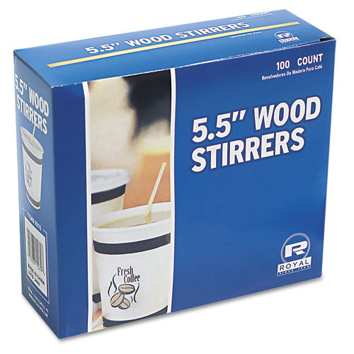 Wood Coffee Stirrers, 5.5", 10,000/carton.