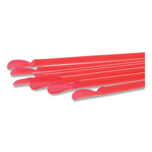 Jumbo Spoon Straw, 10.25", Plastic, Red, 300/pack, 18 Packs/carton.