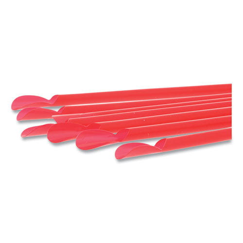 Jumbo Spoon Straw, 10.25", Plastic, Red, 300/pack, 18 Packs/carton
