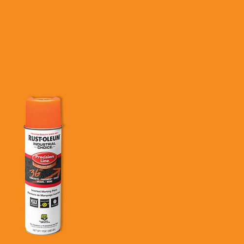 Industrial Choice- Precision Line Marking Paint, Flat Fluorescent Orange, 17 Oz Aerosol Can, 12/carton