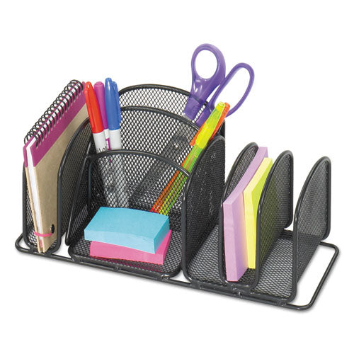 Deluxe Organizer, 6 Compartments, Steel, 12.5 X 5.25 X 5.25, Black.