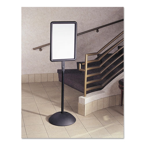 Writeway Double-sided Magnetic Dry Erase Standing Message Sign, Rectangle, 65" Tall Black Stand, 14.25 X 22.25 White Face