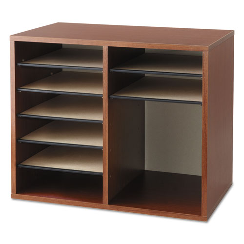 Fiberboard Literature Sorter, 12 Compartments, 19.63 X 11.88 X 16.13, Cherry.